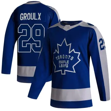 Men's Bo Groulx Toronto Maple Leafs ＃29 Authentic Blue 2020/21 Reverse Retro Jersey