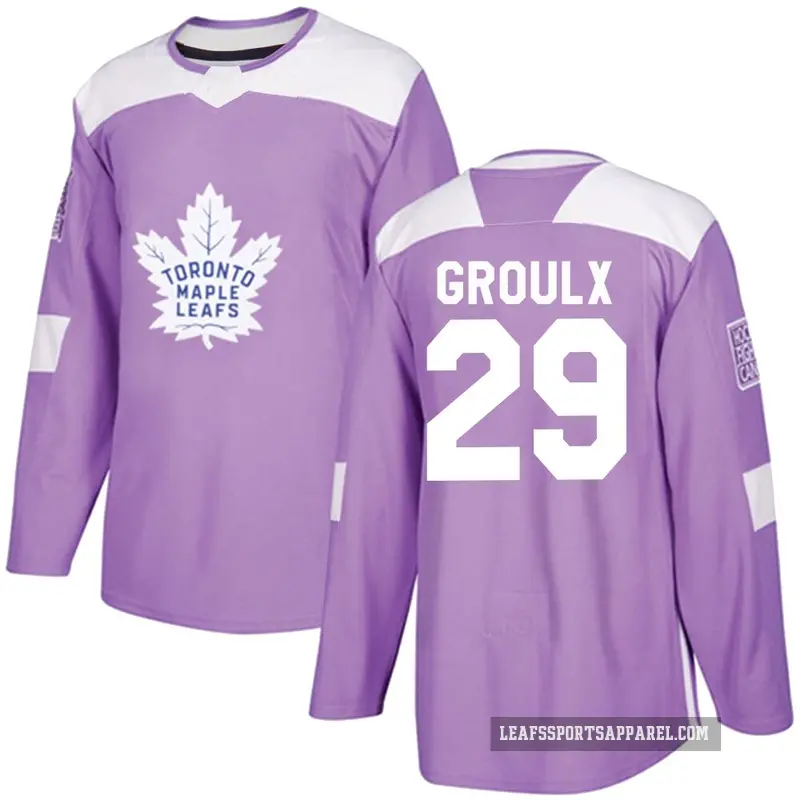 Men's Bo Groulx Toronto Maple Leafs ＃29 Authentic Purple Fights Cancer Practice Jersey