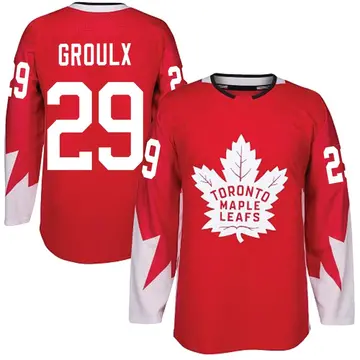 Men's Bo Groulx Toronto Maple Leafs ＃29 Authentic Red Alternate Jersey