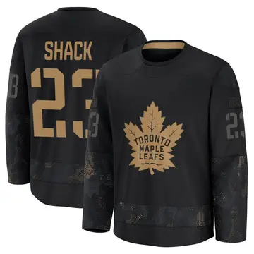 Men's Eddie Shack Toronto Maple Leafs ＃23 Premium Black 2024 Military Appreciation Practice Jersey