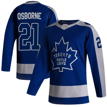 Men's Mark Osborne Toronto Maple Leafs ＃21 Authentic Blue 2020/21 Reverse Retro Jersey