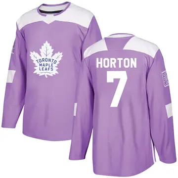 Men's Tim Horton Toronto Maple Leafs ＃7 Authentic Purple Fights Cancer Practice Jersey