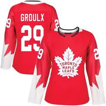 Women's Bo Groulx Toronto Maple Leafs ＃29 Authentic Red Alternate Jersey