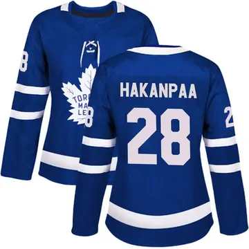 Women's Jani Hakanpaa Toronto Maple Leafs ＃28 Authentic Blue Home Jersey