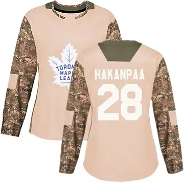 Women's Jani Hakanpaa Toronto Maple Leafs ＃28 Authentic Camo Veterans Day Practice Jersey