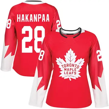 Women's Jani Hakanpaa Toronto Maple Leafs ＃28 Authentic Red Alternate Jersey