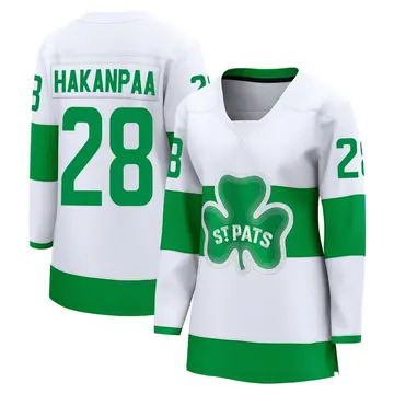 Women's Jani Hakanpaa Toronto Maple Leafs ＃28 Breakaway White St. Patricks Alternate Premier Jersey