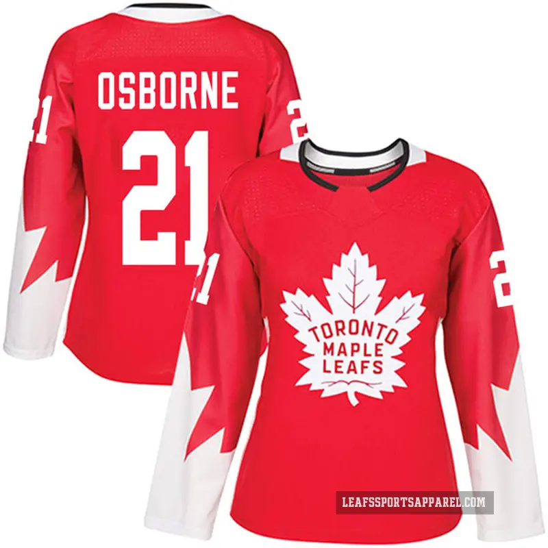 Women's Mark Osborne Toronto Maple Leafs ＃21 Authentic Red Alternate Jersey