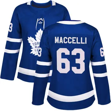 Women's Matias Maccelli Toronto Maple Leafs ＃63 Authentic Blue Home Jersey