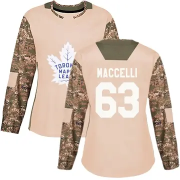 Women's Matias Maccelli Toronto Maple Leafs ＃63 Authentic Camo Veterans Day Practice Jersey