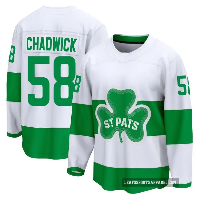 Youth Noah Chadwick Toronto Maple Leafs ＃58 Breakaway White St. Patricks Alternate Premier Jersey